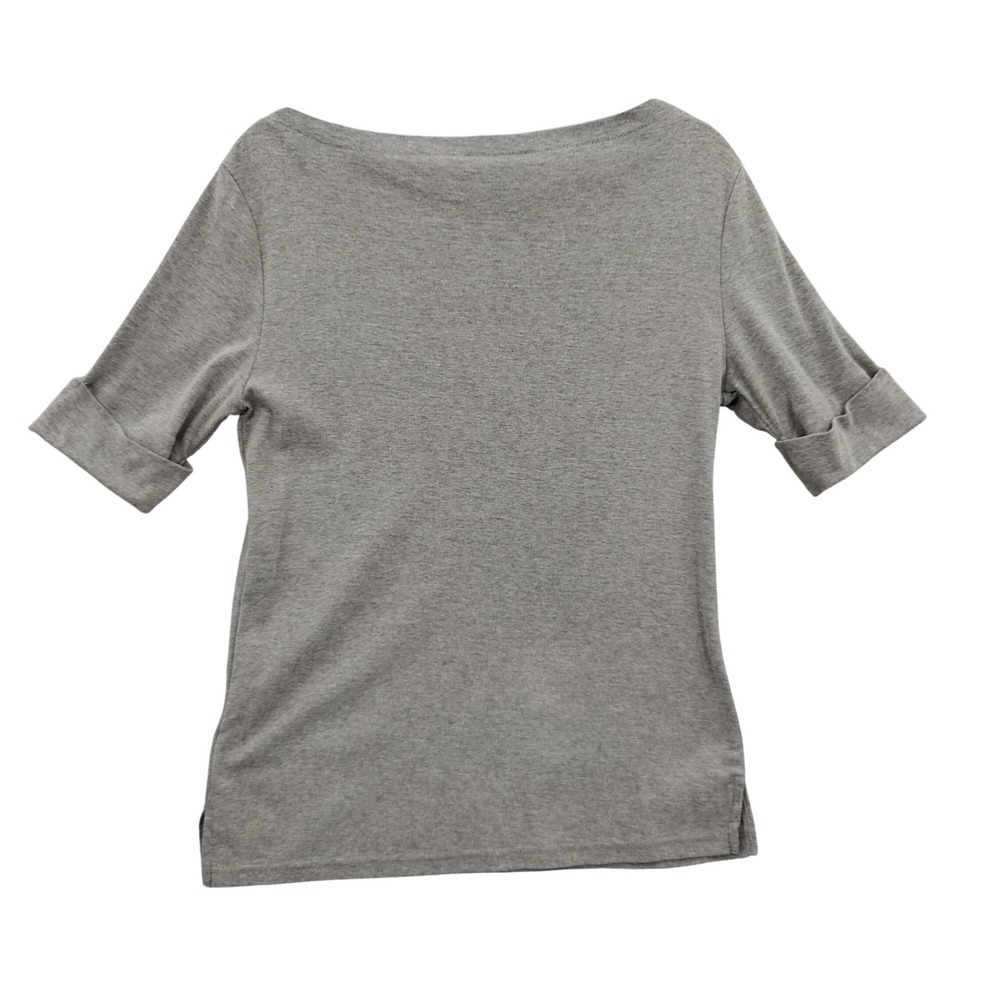Ralph Lauren LRL Women Classic Preppy Old Money Knit Top L Gray Boat Neck Cuffed - Picture 4 of 16